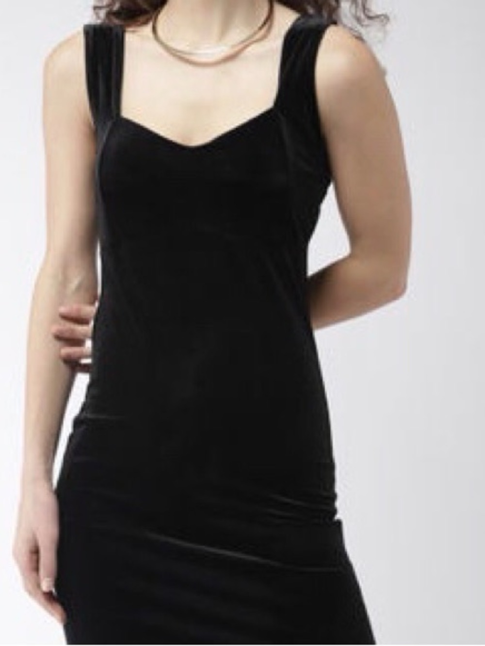 Forever 21 Black Velvet Sleeveless Sweetheart Dress